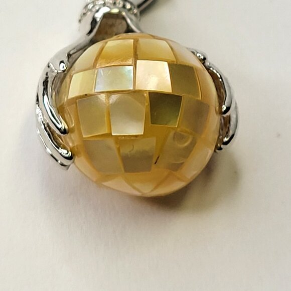 Yellow Pendant Healing Hands  Pendant With Silver tone Chain - Picture 6 of 11